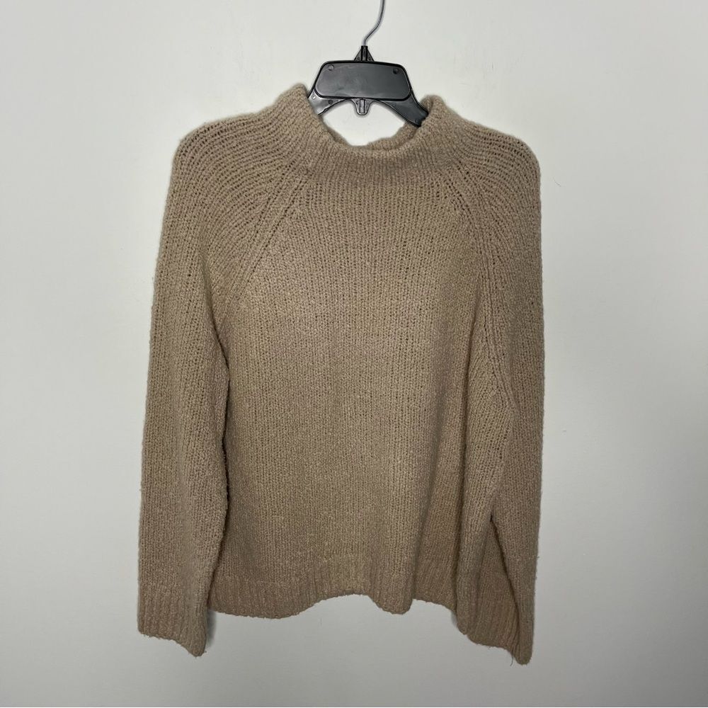 Vince Funnel Neck Chunky Wool Blend Sweater In Burlap M - Picture 2 of 9
